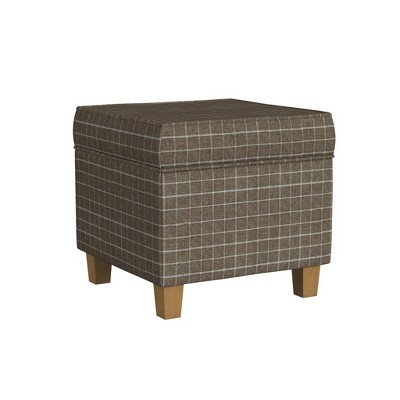 Cole Classics Square Storage Ottoman with Lift Off Top Light Brown Window Pane - HomePop