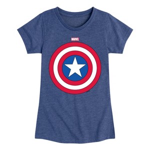 Girls' - Marvel - Captain America Logo Shield Fitted Short Sleeve Graphic T-Shirt - 1 of 4