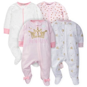 Gerber Baby Girls 4 Pack Sleep 'N Play Footie - 4-Pack - 1 of 4