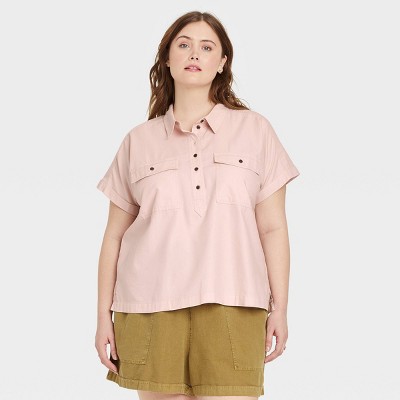 Women's Dolman Short Sleeve Utility Button-Down Shirt - Universal Thread™