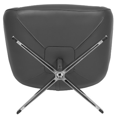 Gray LeatherSoft Retro Swivel Wing Accent Chair with Aluminum Base