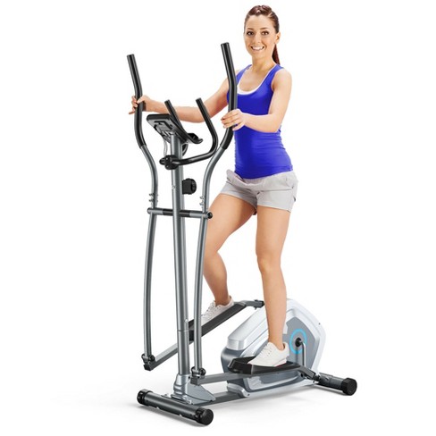 Costway Elliptical Exercise Machine Magnetic Cross Trainer w LCD Monitor Silver