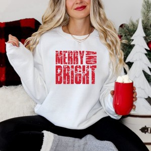 Merry and Bright Block Distressed - Women's Graphic Sweatshirt - 1 of 3