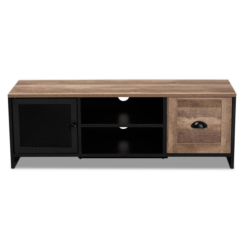 Connell Two-Tone Wood and Metal 2 Door TV Stand for TVs up to 40&#34; Natural Brown/Black - Baxton Studio, 4 of 12