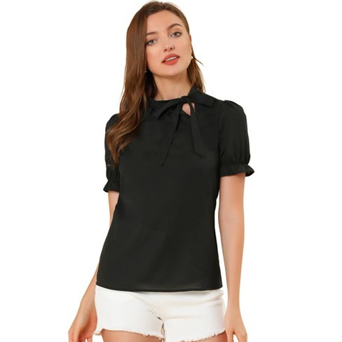 womens black blouse short sleeve