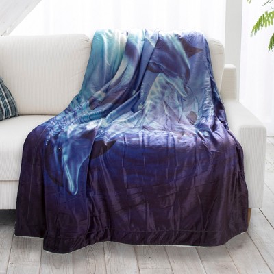 ChocoRa Lightweight Swimming Dolphins Fish Blanket Ultra-Soft Funny Warm Blankets and Throws for Mens Women Girls 80 X60 