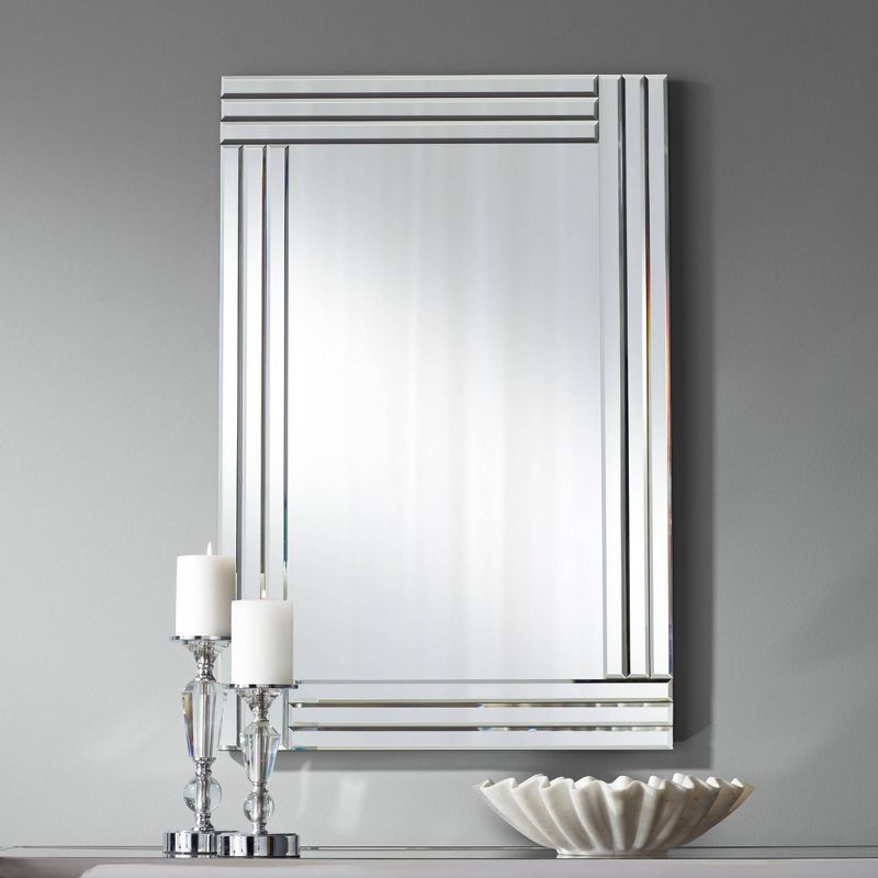 Possini Euro Design Sofija Rectangular Vanity Wall Mirror Modern Mirrored Glass Layered Frame 23 1/2" Wide for Bathroom Bedroom Living Room Entryway, 2 of 10