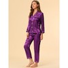 Allegra K Women's Satin Button Down Sleepshirt with Pants Sleepwear Pajama Set - 4 of 4