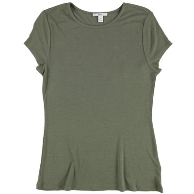 bar III Womens Ribbed Basic T-Shirt, Green, XX-Small