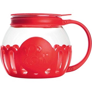 Patented Micro-Pop Microwave Popcorn Popper, Temperature-Safe Glass with 3-in-1 Lid, BPA-Free (Red) - 1 of 4