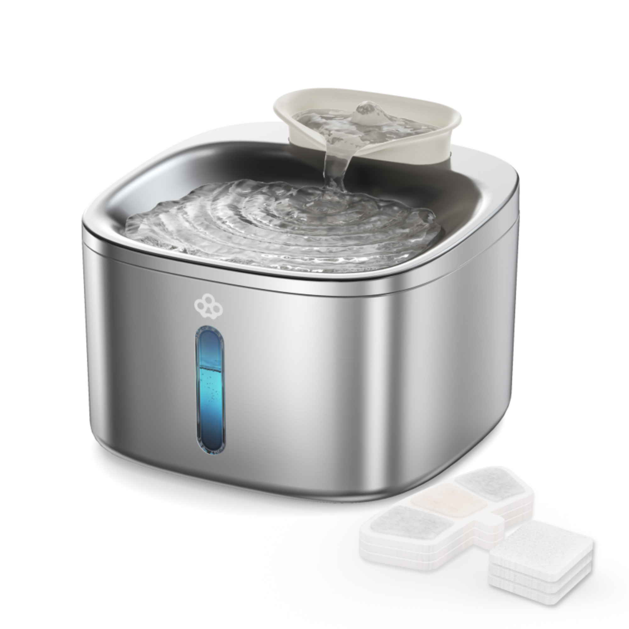 Oneisall PW03 Standard (3 Filters) Stainless Steel Cat Water Fountain: 3.5L/118oz, Quiet, Automatic Pet Fountain (Spring Sale)