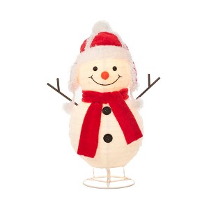 Everstar 28'' UL POP UP FLUFFY SNOWMAN SCULPTURE, Red - 1 of 4