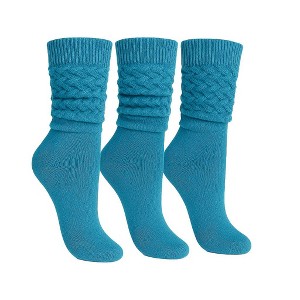 Women’s Slouch Socks Cotton Slouchy Knee-High Boot Socks 3 Pairs Scrunch Breathable Extra Long All-Season Comfort - 1 of 4