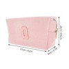 Unique Bargains Corduroy Rectangular Letter Makeup Bag Pink 1 Pc - 2 of 4