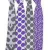 Bacati - Ikat Lilac/Gray Dots/Leopard Swaddling Muslin Blankets set of 4 - 3 of 4
