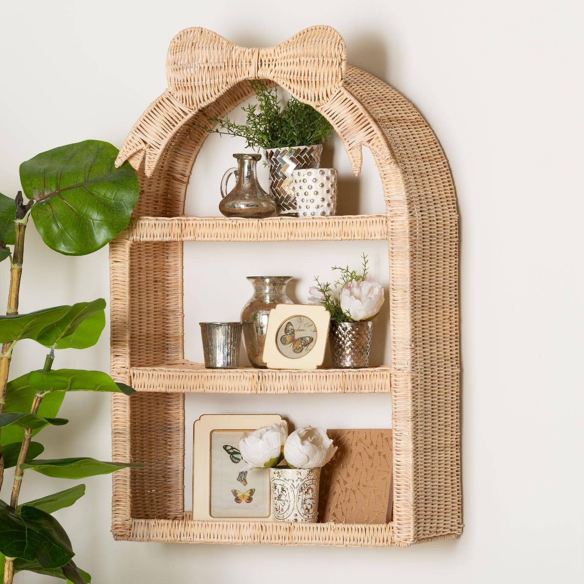 bali & pari Creusa Natural Rattan Wall Shelf Natural Brown - thumbnail 7