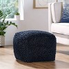 Christopher Knight Home Cube Stekar Boho Handcrafted Tufted Fabric Pouf Navy Blue : Wool Upholstered, Spot Clean, No Assembly Required - 2 of 4