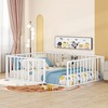 CAVINAS Twin/Full/Queen Size Metal Bed Frame with Safety Fence & Door,Modern Floor Bed for Kids Room,Playroom - 2 of 4