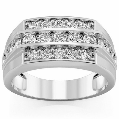 Pompeii3 1 1/2Ct Men's Diamond Wedding Annivesary Ring Gold Lab Created