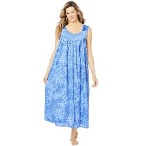 Only Necessities Plus Size Long Tricot Knit Nightgown - 1 of 4