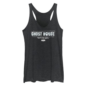 Women's Beetlejuice Beetlejuice Ghost House With Lydia Deetz Racerback Tank Top - 1 of 4