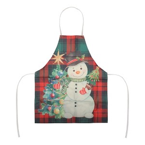 Unique Bargains Christmas Aprons Linen Red Black Green Beige 21.65"x26.77" 1 Pcs - 1 of 4