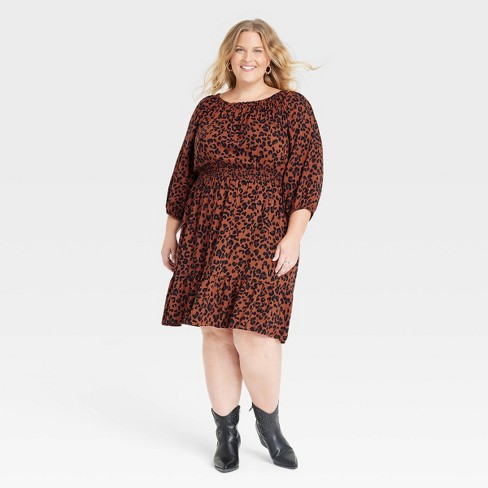 A line leopard print on sale dress