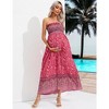 Maternity Sleeveless Smocked Dress Summer Casual Strapless Floral Tube Top Maxi Dress Photoshoot Baby Shower - 2 of 4
