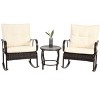 ROOMTEC 3 Pieces Patio Furniture Set Rocking Bistro Set Outdoor Rattan Conversation with Coffee Table - 2 of 4