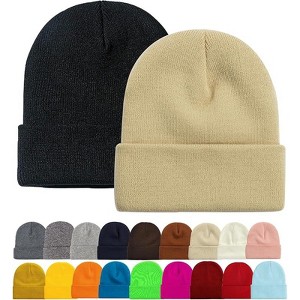 MSDC 1&2 Pack Beanie for Men Women Slouchy Beanie Hats Winter Knit Caps Soft Ski Hat Unisex - 1 of 4