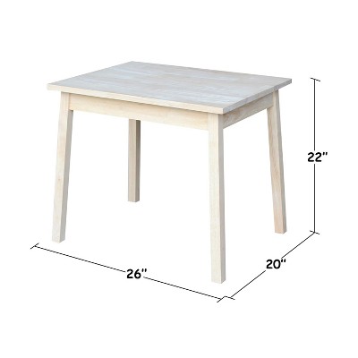 Unfinished White Wooden Kids Table with Tapered Legs