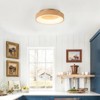 Rennnsan Avorin 15" W Drum Round Wooden Farmhouse LED Dimmable Flush Mount in Beige - 4 of 4