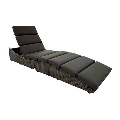 Alameda Indoor/Outdoor Wicker Sunbed with Cushion - Black - Vifah