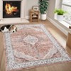 Boho Vintage Floral Printed Area Rug Machine Washable Foldable Ultra Thin Non Slip Stain Resistant Carpet for Living Room Bedroom - 4 of 4