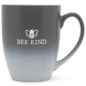 Elanze Designs Bee Kind Two Toned Ombre Matte Gray and White 12 ounce Ceramic Stoneware Coffee Cup Mug - 1 of 4