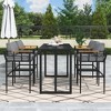 Iron Outdoor Dinner Set with Acacia Wood Handrails for Patio, Balcony or Backyard,Black - ModernLuxe - 2 of 4