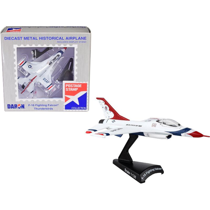 Lockheed Martin F-16 Fighting Falcon Fighter Aircraft "Thunderbirds" USAF 1/126 Diecast Model Airplane by Postage Stamp, 1 of 6