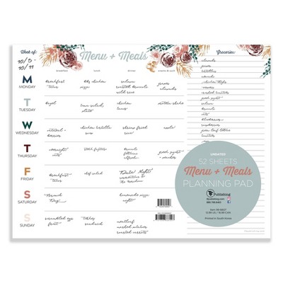 Undated 12" x 9" Floral Meal Planning Pad - The Time Factory