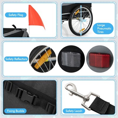 Foldable Gray Pet Bike Trailer with Mesh Windows and Steel Frame