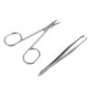 Unique Bargains Metal Flat Edge Tweezers and Scissors Eyebrow Trimmer Beauty Tool Set 1 Set of 2 Pcs - image 2 of 3