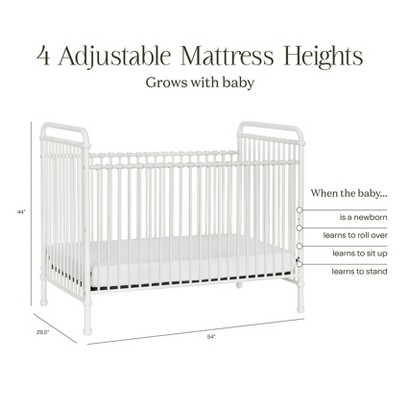 White Iron Toddler Convertible Crib with Vintage Design