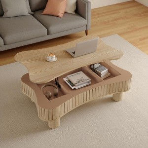 Mshliw 42" Lift Top Coffee Table with Fluted Panels, Hidden Storage, Rounded Corners, for Living Room or Dining Room - 1 of 4