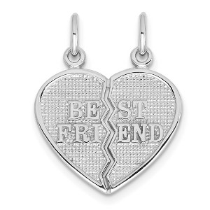 Black Bow Jewelry 14k White Gold Best Friend Heart Set of 2 Charm or Pendants, 17mm - 1 of 4