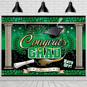 Treasures Gifted Green Graduation Backdrop - Green Graduation Party Supplies - 1 of 1