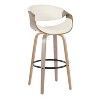 LumiSource Set of 2 Symphony Barstools Light Gray Wood/White PU/Black Metal: Fixed-Height, Swivel - 2 of 4