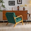 Karl Home Dark Green Mid Century Solid Wood Accent Chair Chenille Armchair - 3 of 4