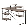 Vynxaria Techni Mobili L-Shape Industrial Desk (Walnut) Reversible (L/Straight), Storage Shelves, Monitor Stand, 88lbs Weight Limit - 4 of 4