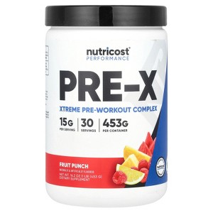 Nutricost Performance, PRE-X, Xtreme Pre-Workout Complex, Fruit Punch, 1 lb (453 g) - 1 of 2