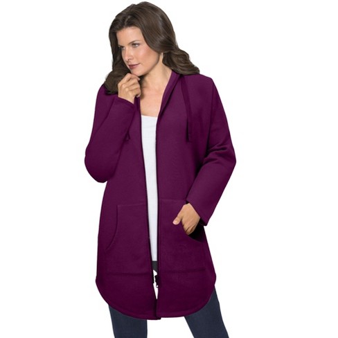 Roaman's Women's Plus Size Fleece Zip Hoodie Sweatshirt - image 1 of 4