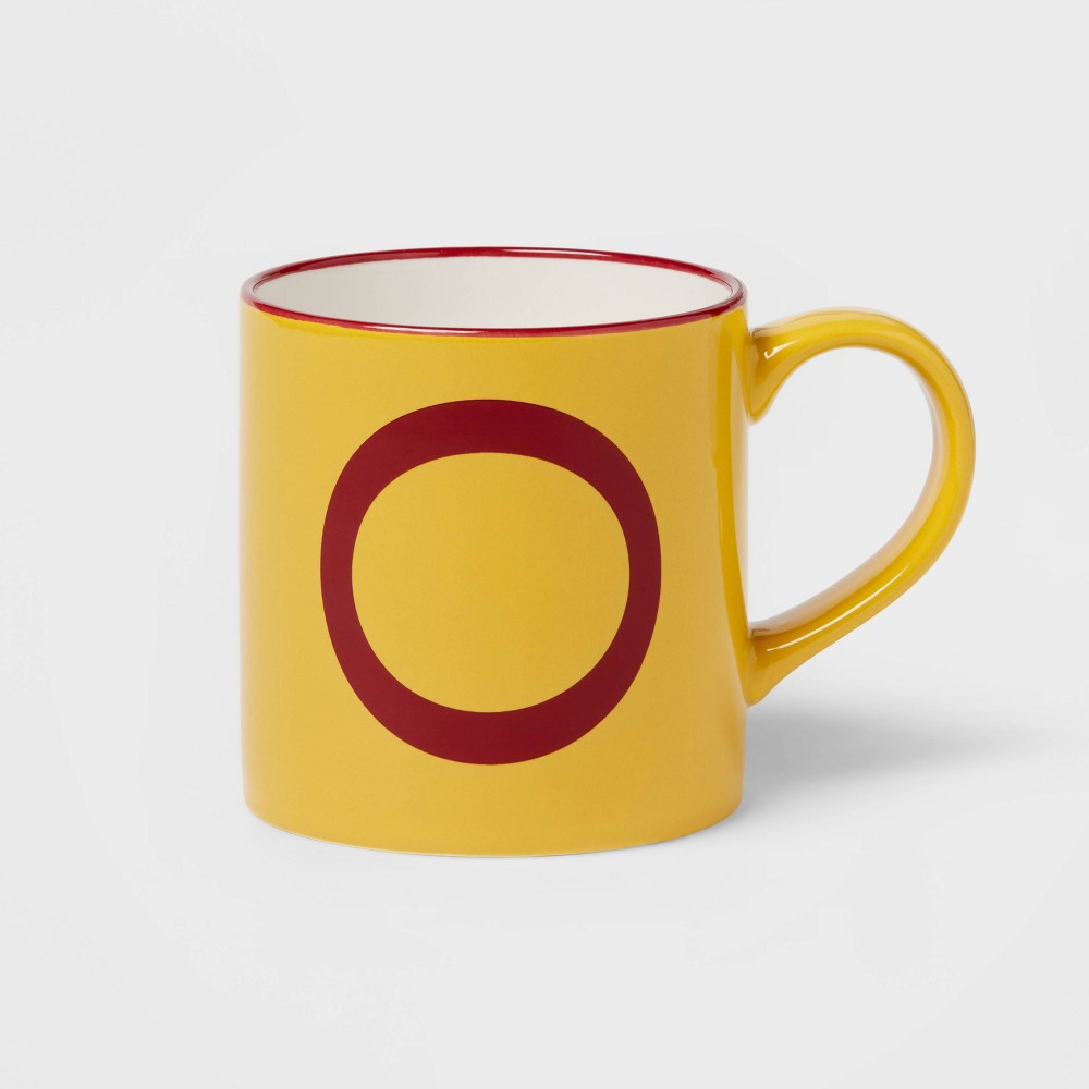 Photos - Glass 16oz Stoneware Monogram Mug 'O' Yellow - Opalhouse™